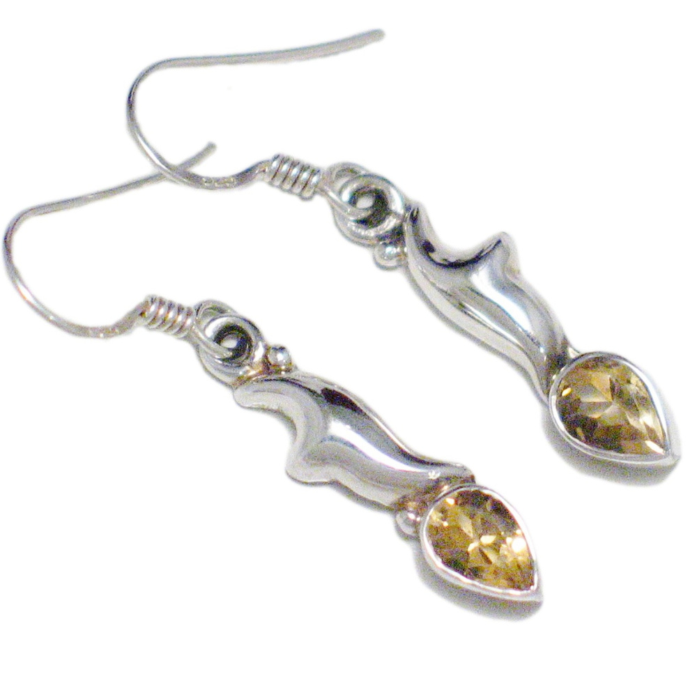 Dangle Earrings Citrine Birthstone Sterling Silver
